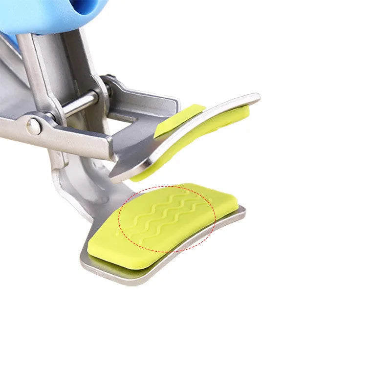 Creative kitchen gadget stainless steel tray holder with thickened plate and non-slip chuck in blue