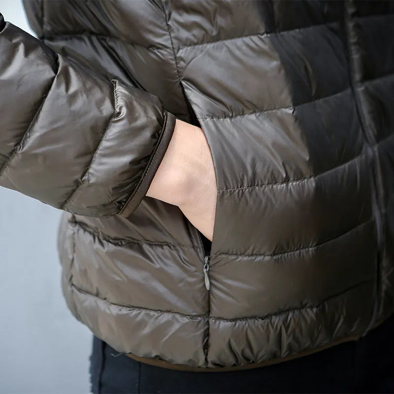 Men's casual down jacket in Army Green made from 100% polyester fibre, available in multiple sizes