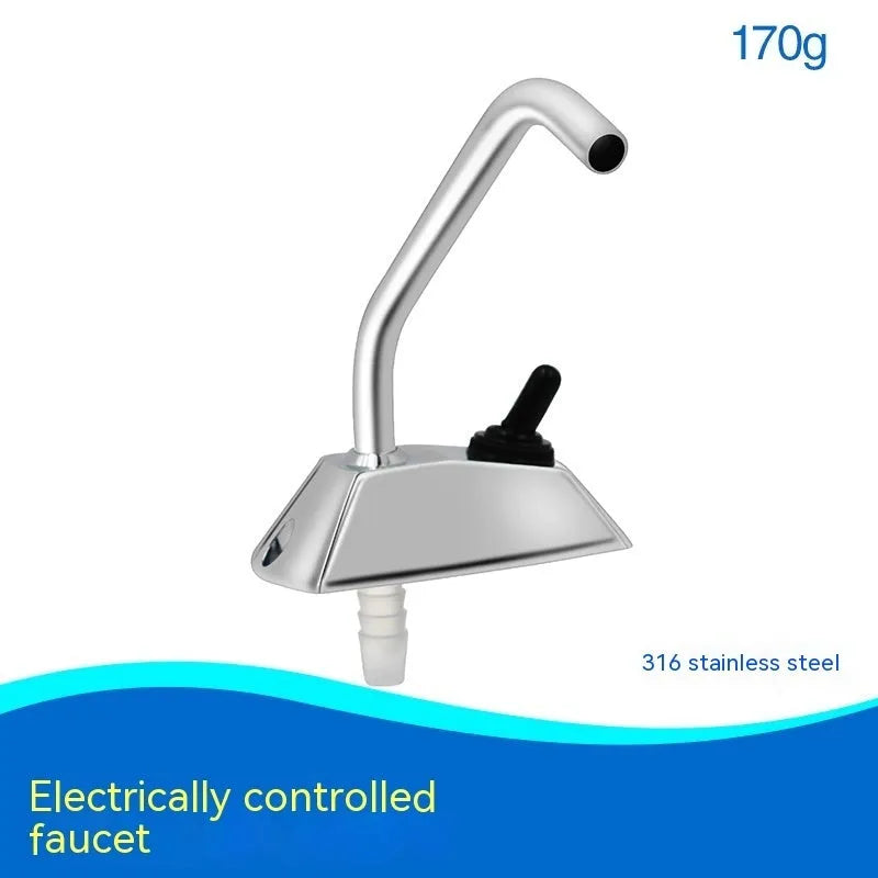 Electronic control rotating faucet with mirror polished 316 stainless steel finish for RV kitchen installation
