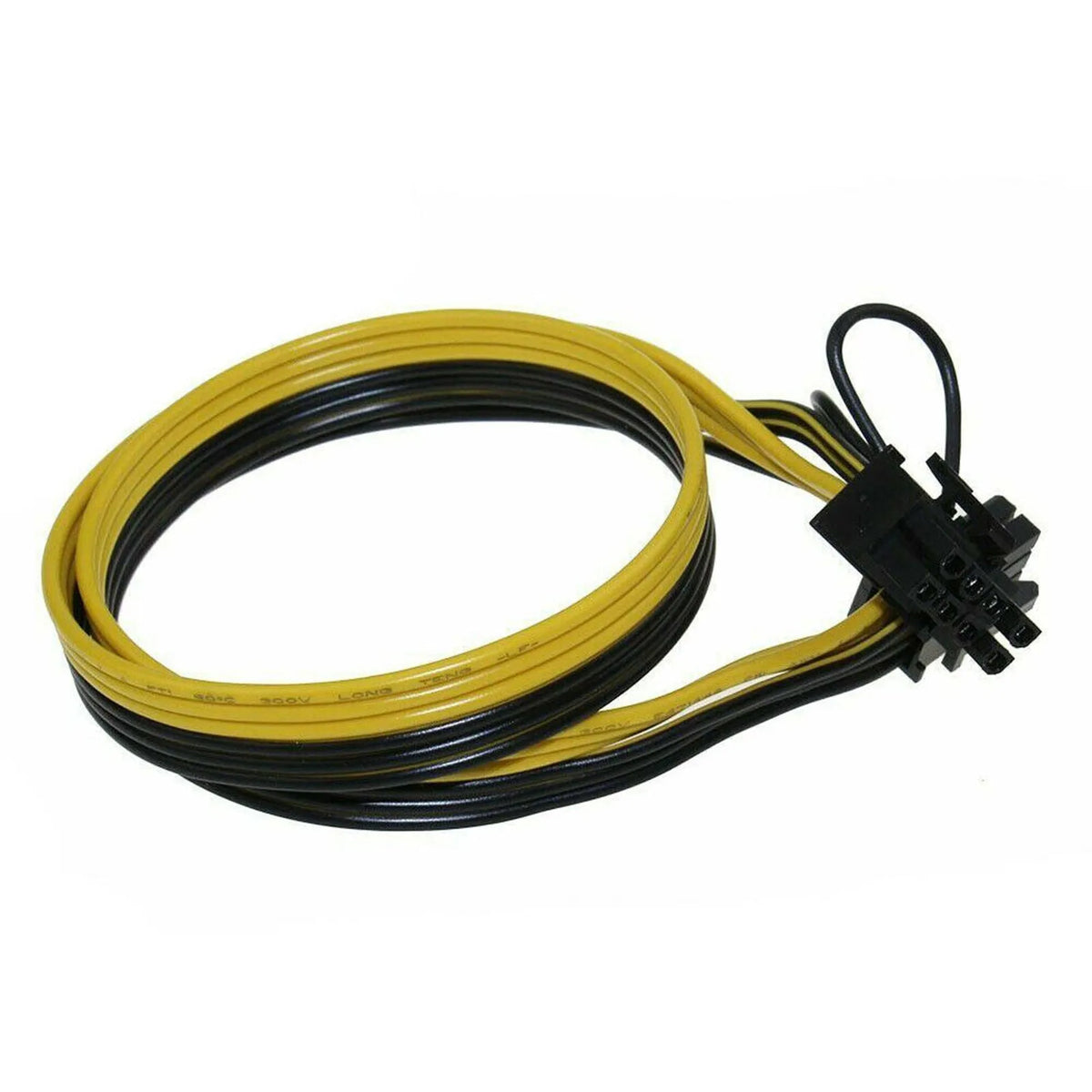 Yellow 6 pin to dual 8 pin PCIe graphics card power cable, 70cm plastic adapter lead