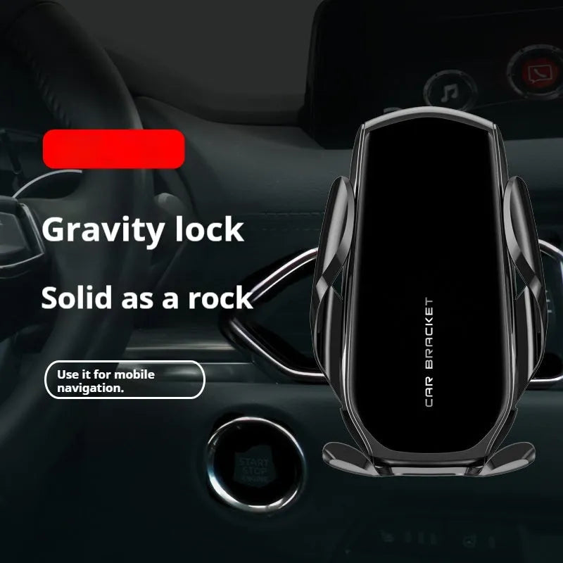 Car interior air outlet navigation support dashboard phone holder with wireless charging, black colour