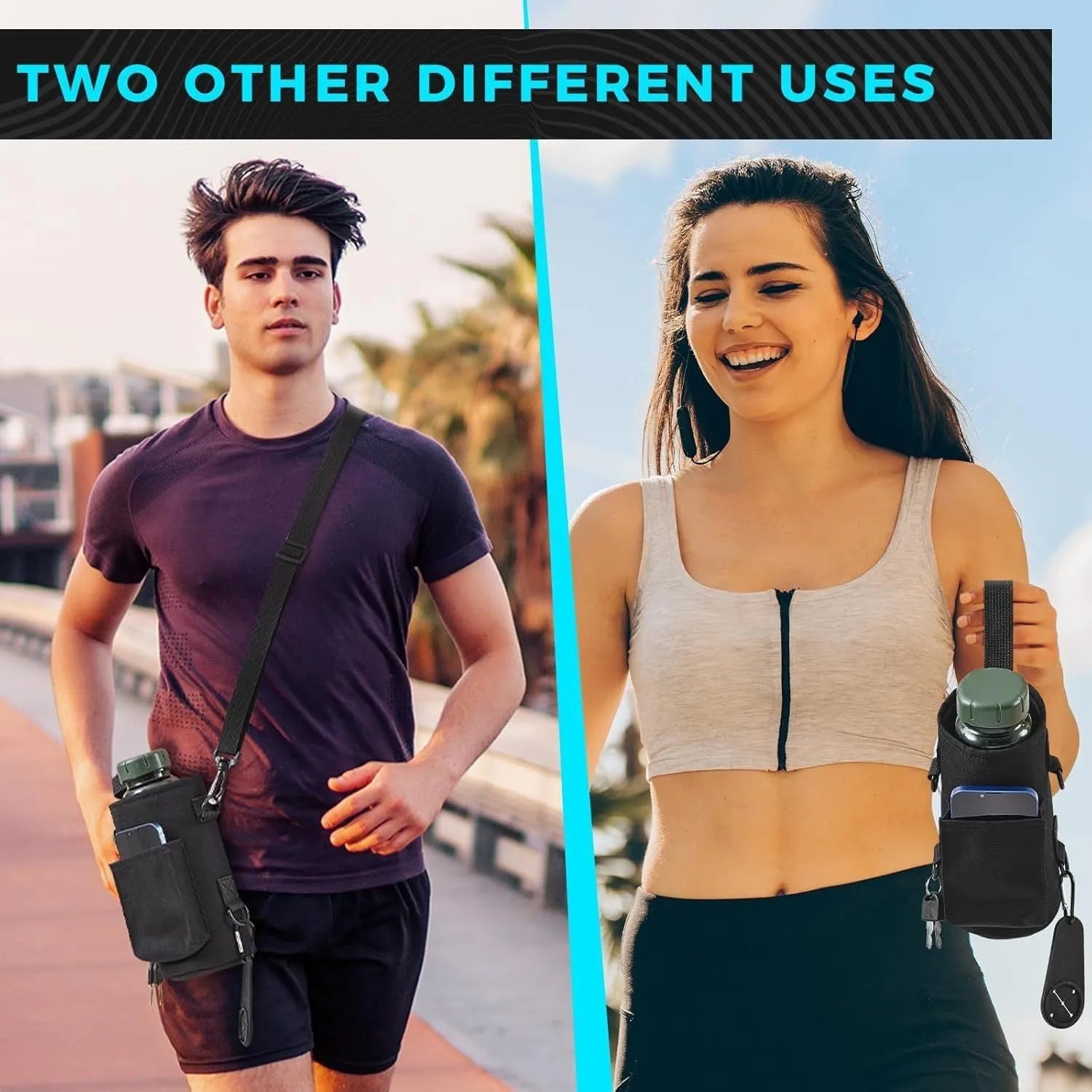 Magnetic waterproof cloth cup cover in black with large capacity for outdoor fitness bottles