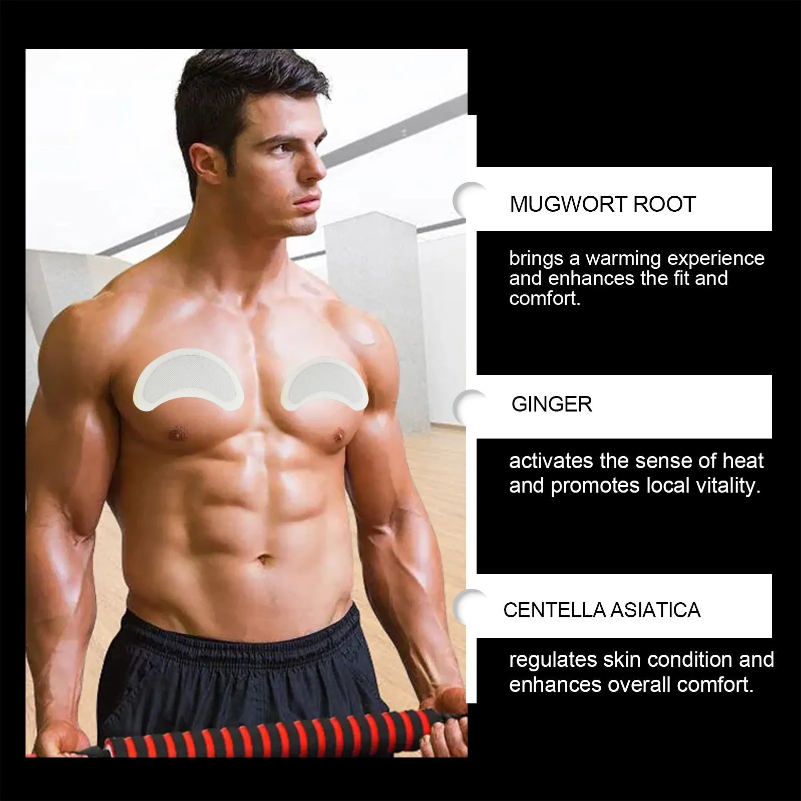 Men's figure control patch set containing four thin chest patches with herbal formula