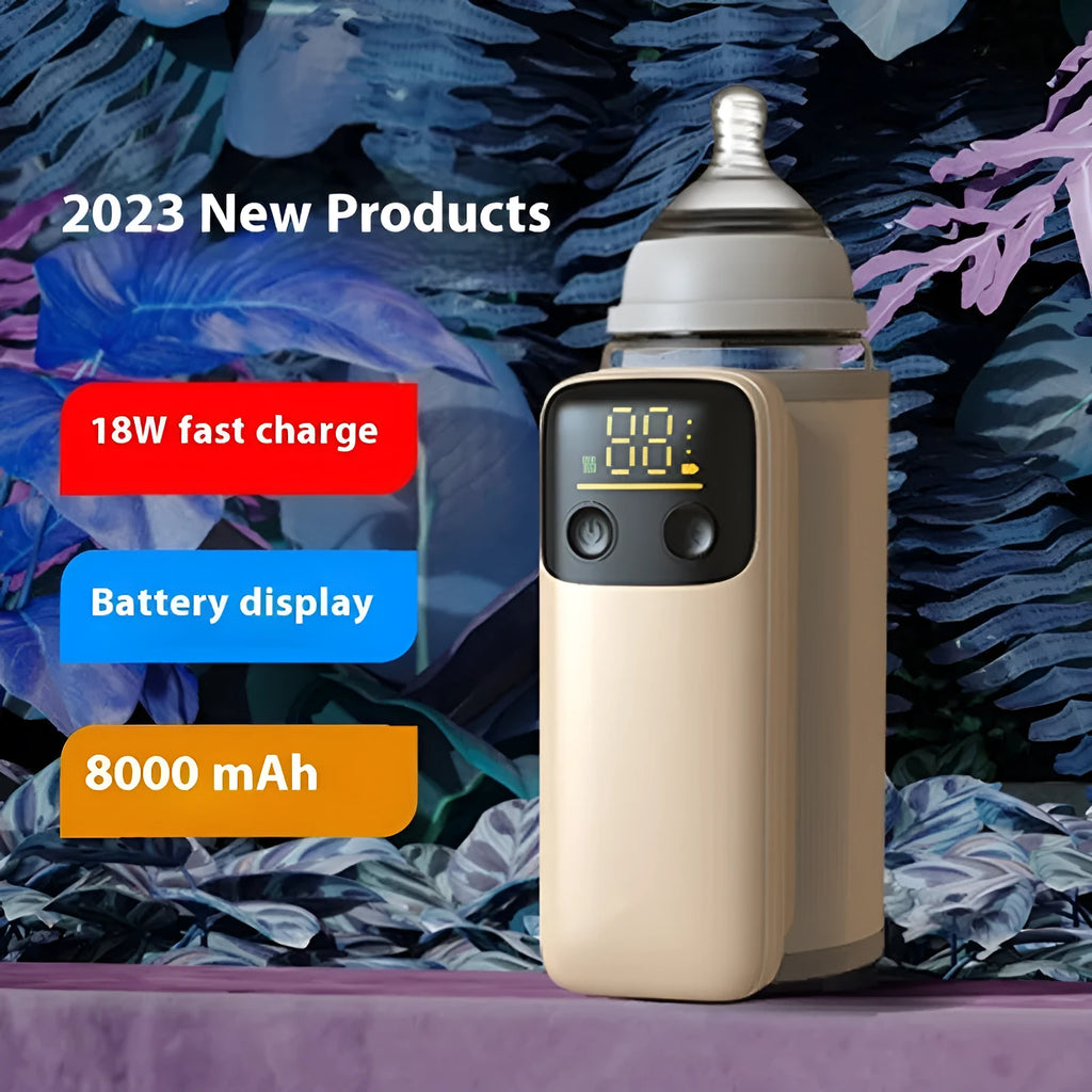 Universal baby bottle insulation cover and milk warmer with 8000mAh fast-charging battery
