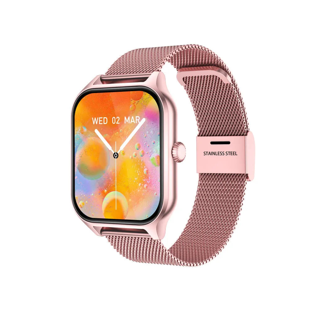 Multi-sport mode custom dial sleep monitoring step counting watch with alloy body in gold colour on wrist