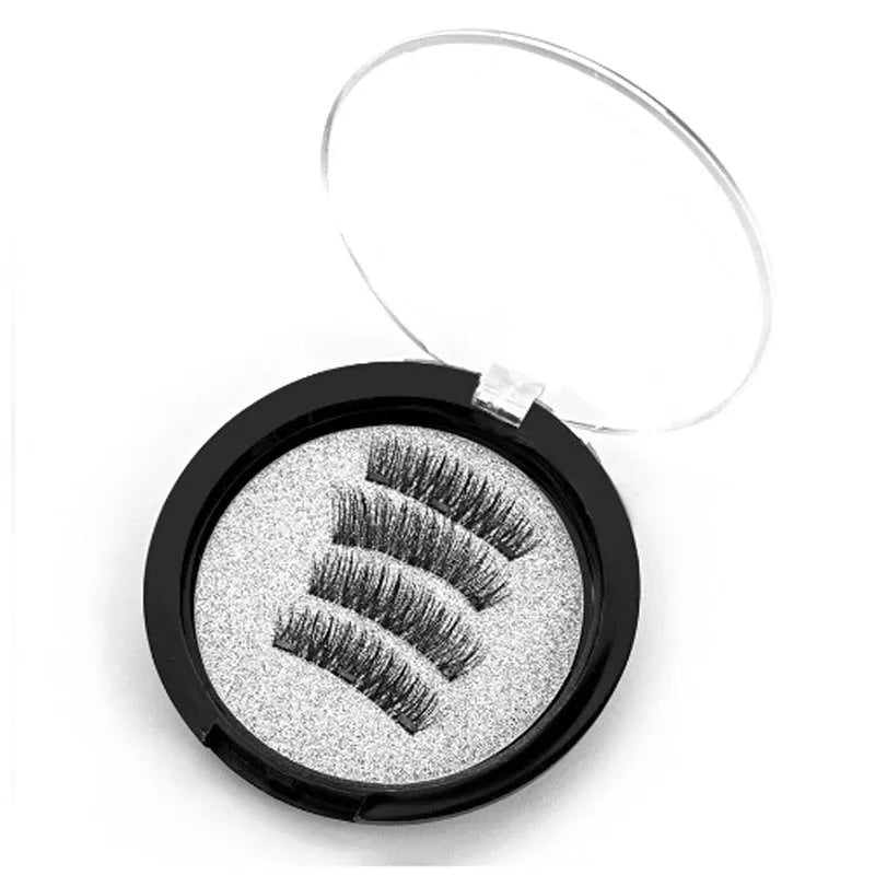 Magnetic false eyelashes with white curler, high-grade fibre, reusable, includes eyelash clip, natural look