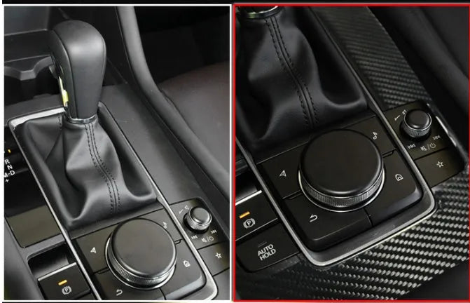 Real carbon fiber gear patch for car interior gear console in black weave finish