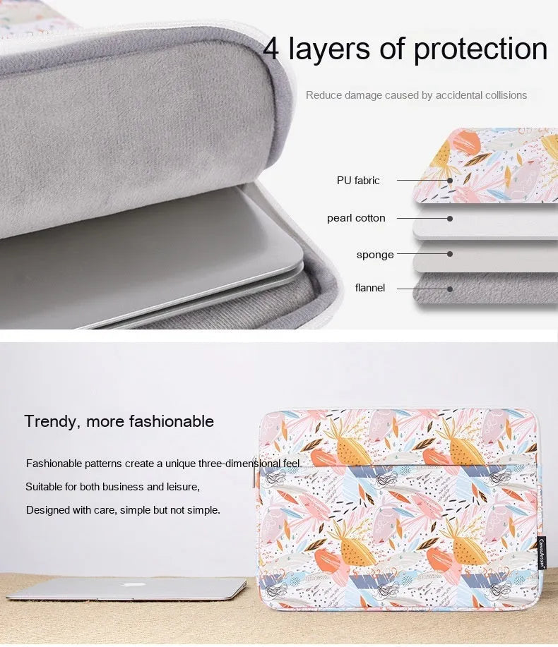 White waterproof PU leather 14 inch laptop inner bag showing its slim sleeve design.