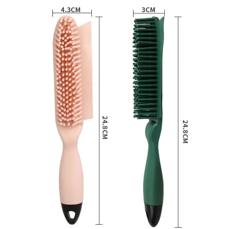 Green and pink pet grooming brush with massage function and hair collector for dogs and cats
