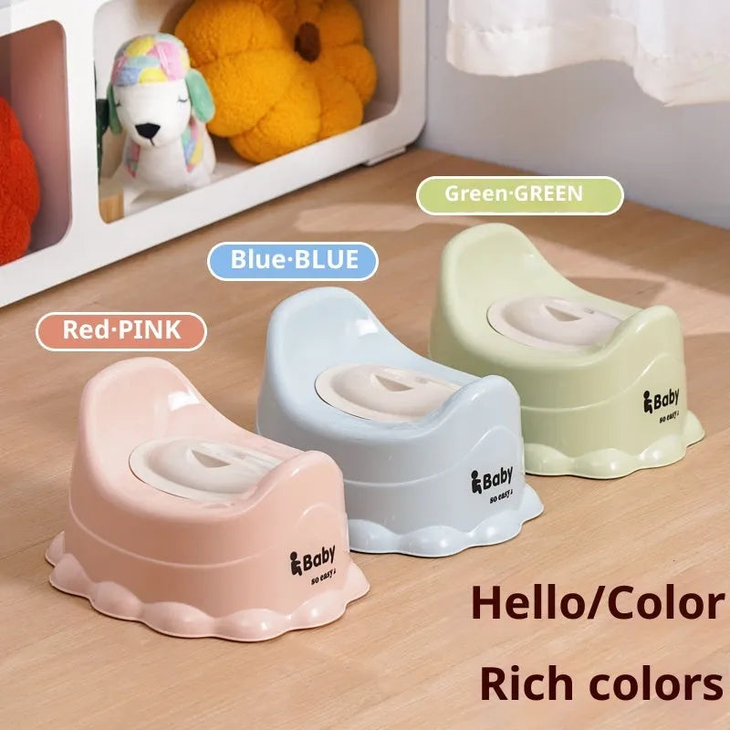 Children's small portable thickened PP potty chair in blue, green, or pink, with or without cover