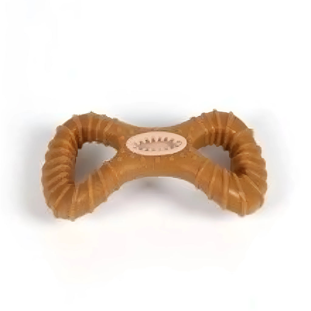 Durable dog chew bone toy in 8-shape and Y-shape designs for dental cleaning and interactive play
