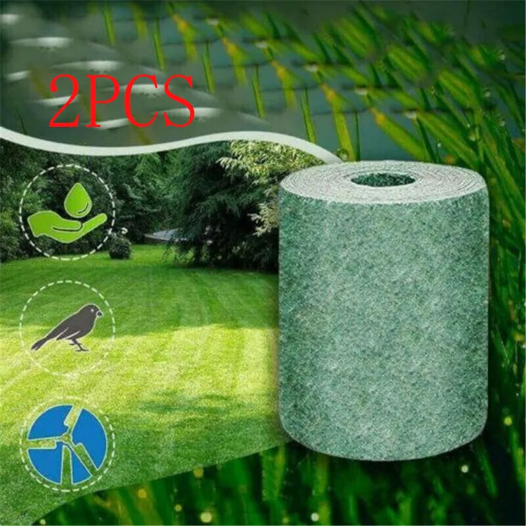 Biodegradable grass seed mat roll 20cm wide by 300cm long for garden soil erosion control and seedling raising