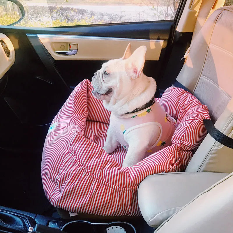 Small dog travel car seat cushion with red stripes, Oxford cloth, 55x50x30cm for Schnauzer