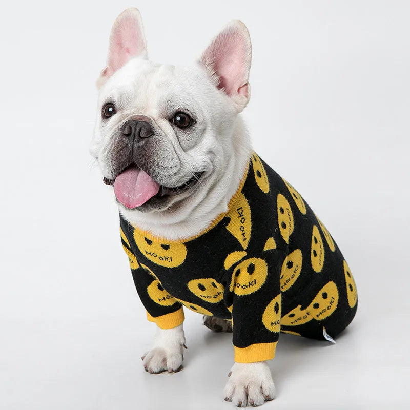Black MK9 smile wool pet jumper for dogs and cats, sizes XXS to XXL, casual design