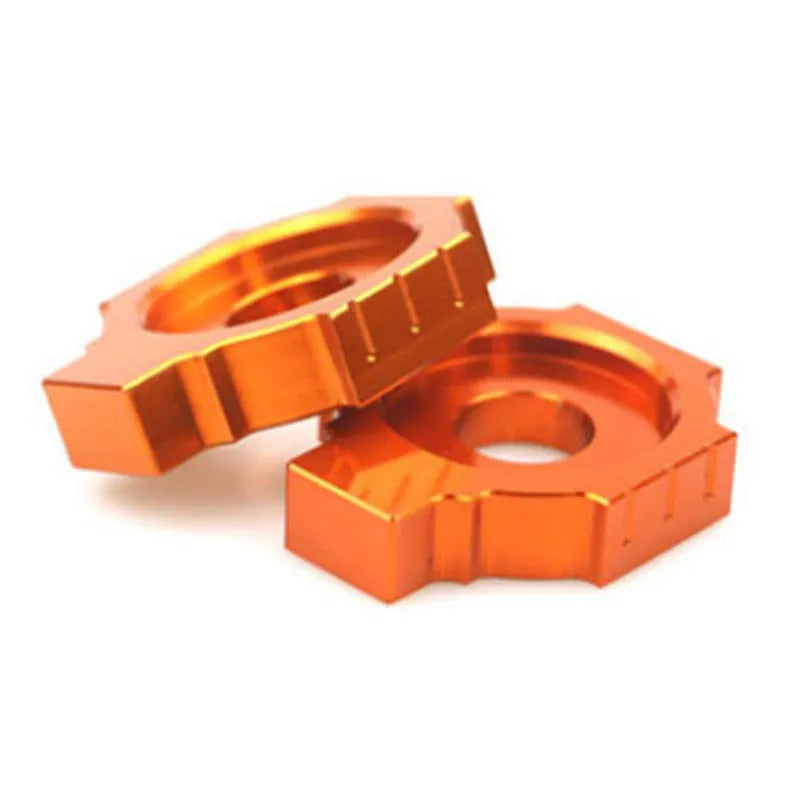 Pair of orange motorcycle rear fork screw regulators for KTM DUKE 200 390 990.
