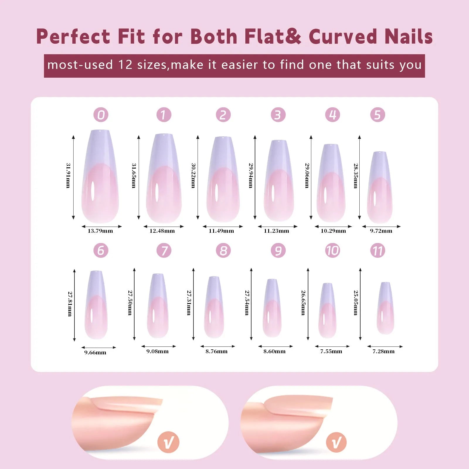 Box of 288 French wear style nail stickers with seamless removable adhesive designs