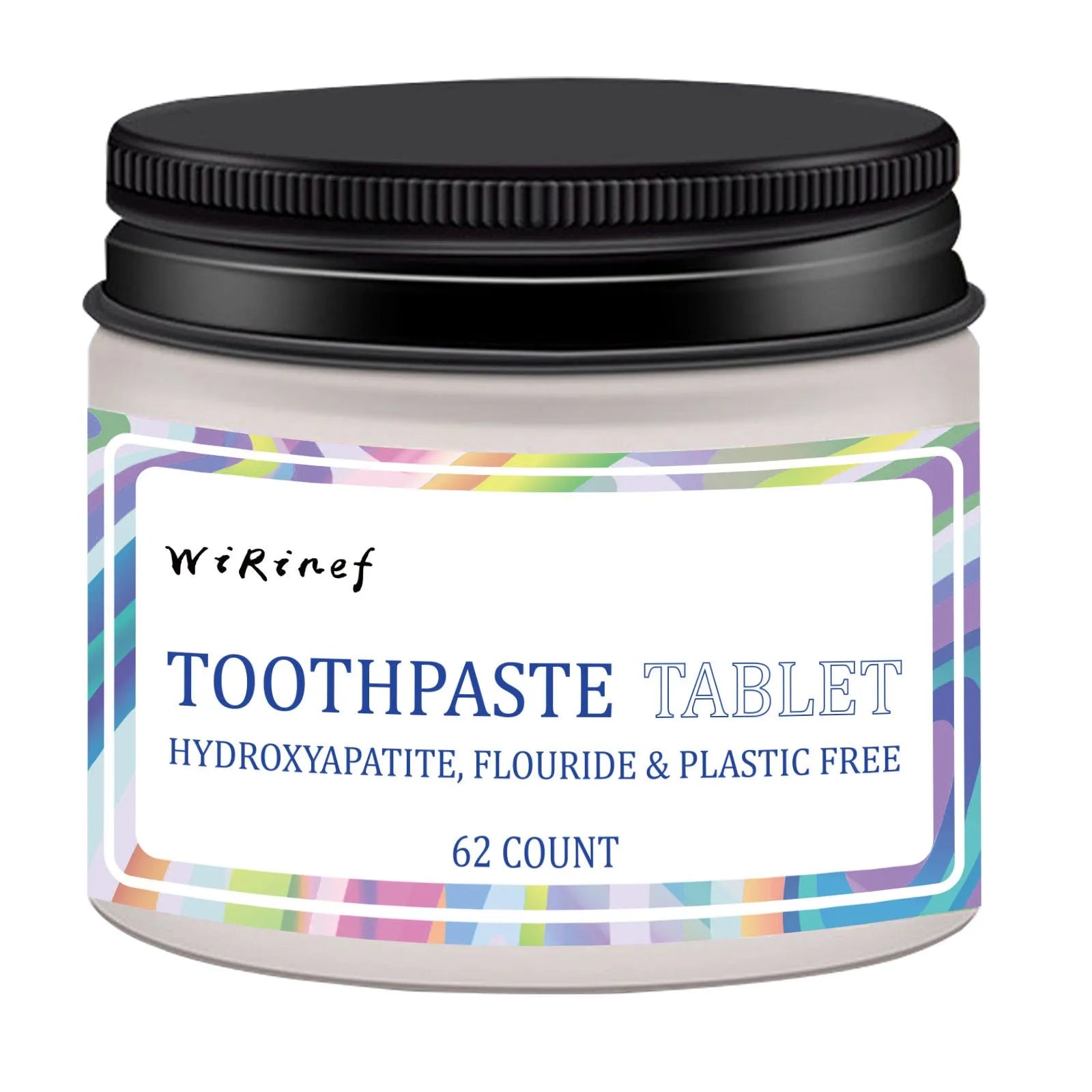 Portable mint toothpaste tablets in white container, 62 pieces for travel dental care