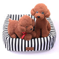 Square canvas pet house for dogs and cats, white and black strip pattern, anti-biting material, three sizes S M L