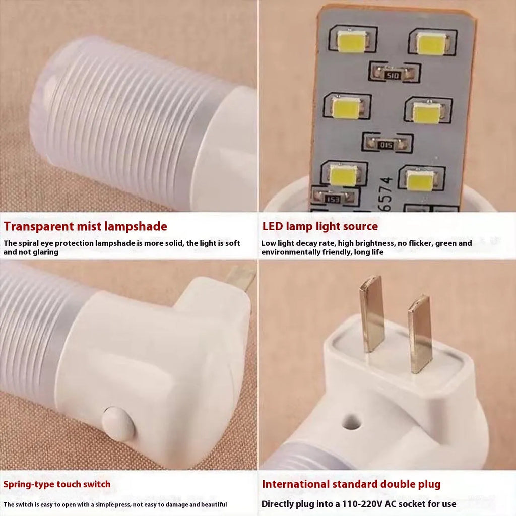 White minimalist plug-in bedside night light with American plug and switchable lighting