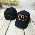 CR7 black cotton baseball cap with big curling brim and high top crown
