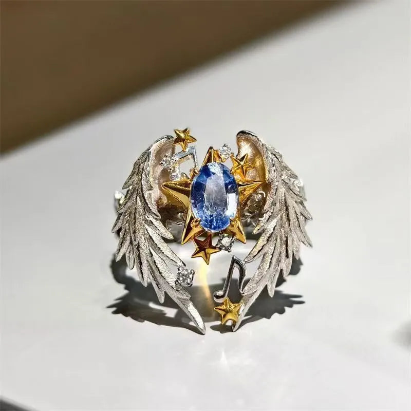 Adjustable open mouth geometry ring in alloy for men and women