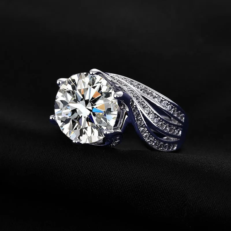 Moissanite Full Diamond Ring in Style1 with continuous row of sparkling stones on a band.