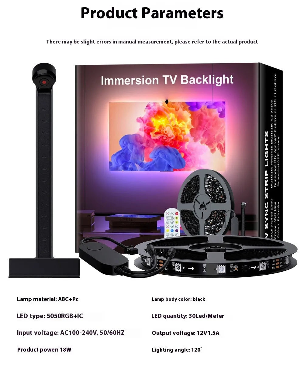 Sensor capture TV sync magic colour ambience light belt in 3.8m or 5m length with 5050 LEDs