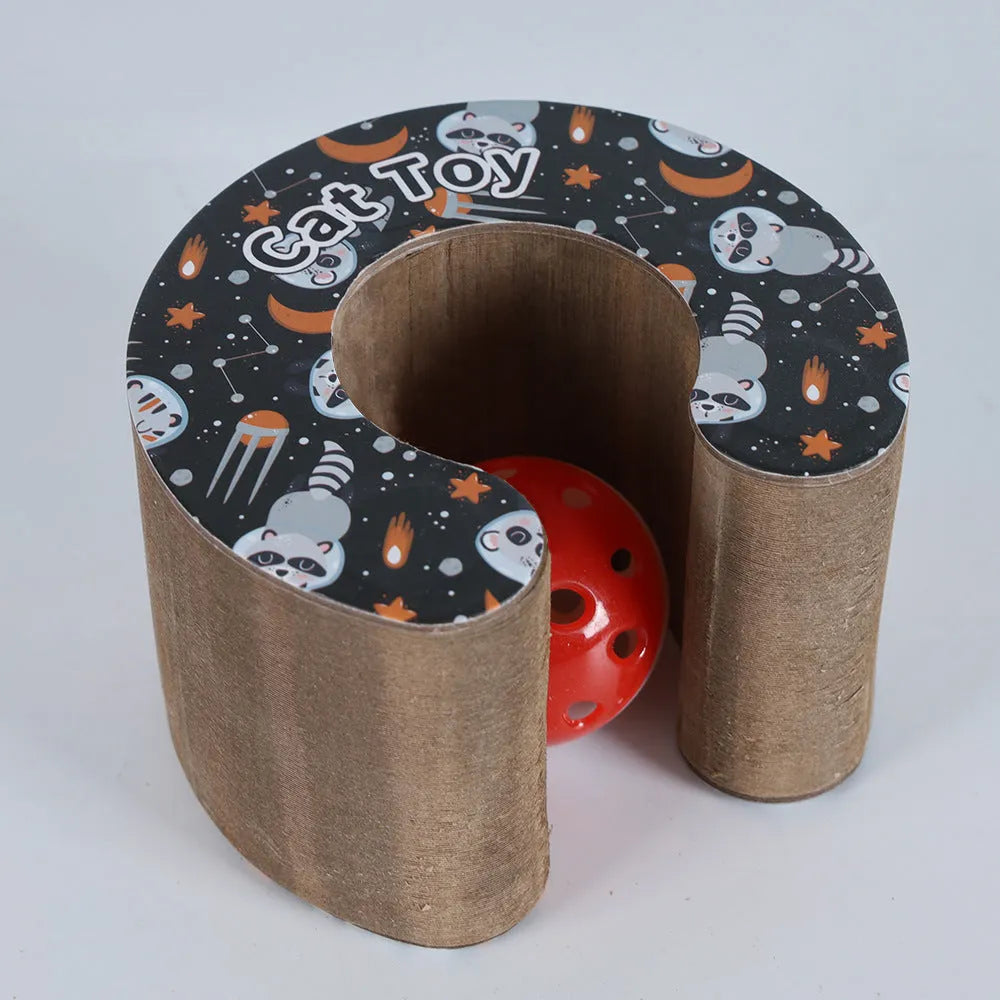 Cat scratch board magnetic folding 24x24x10cm paper in white pink or black with ball and menthol