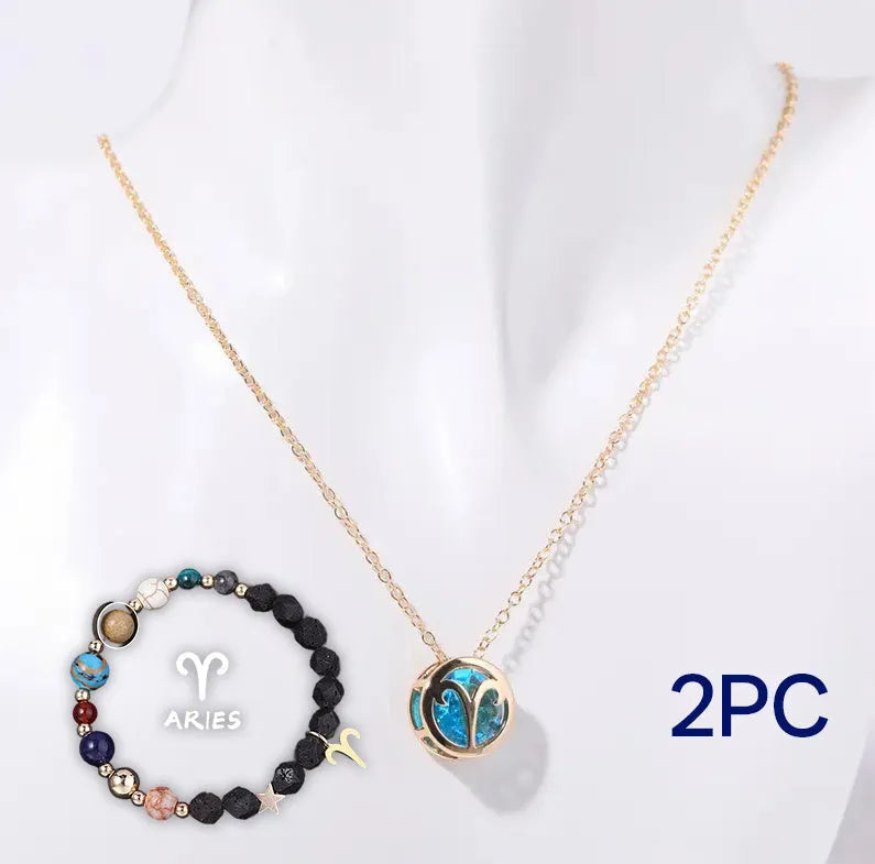 Natural stone beaded necklace and matching bracelet jewellery set in coordinated style