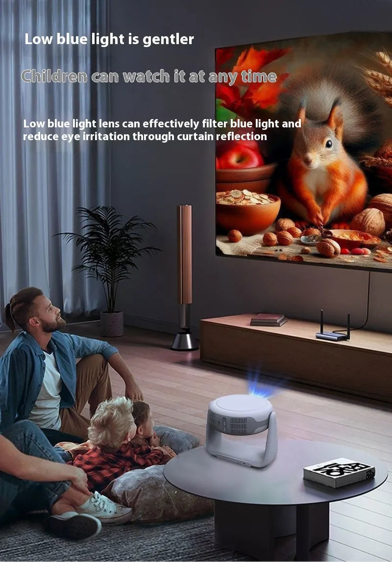 5G intelligent voice projector with 1920x1080dpi resolution, 1500 lumens brightness, and WiFi smart control for direct wall projection