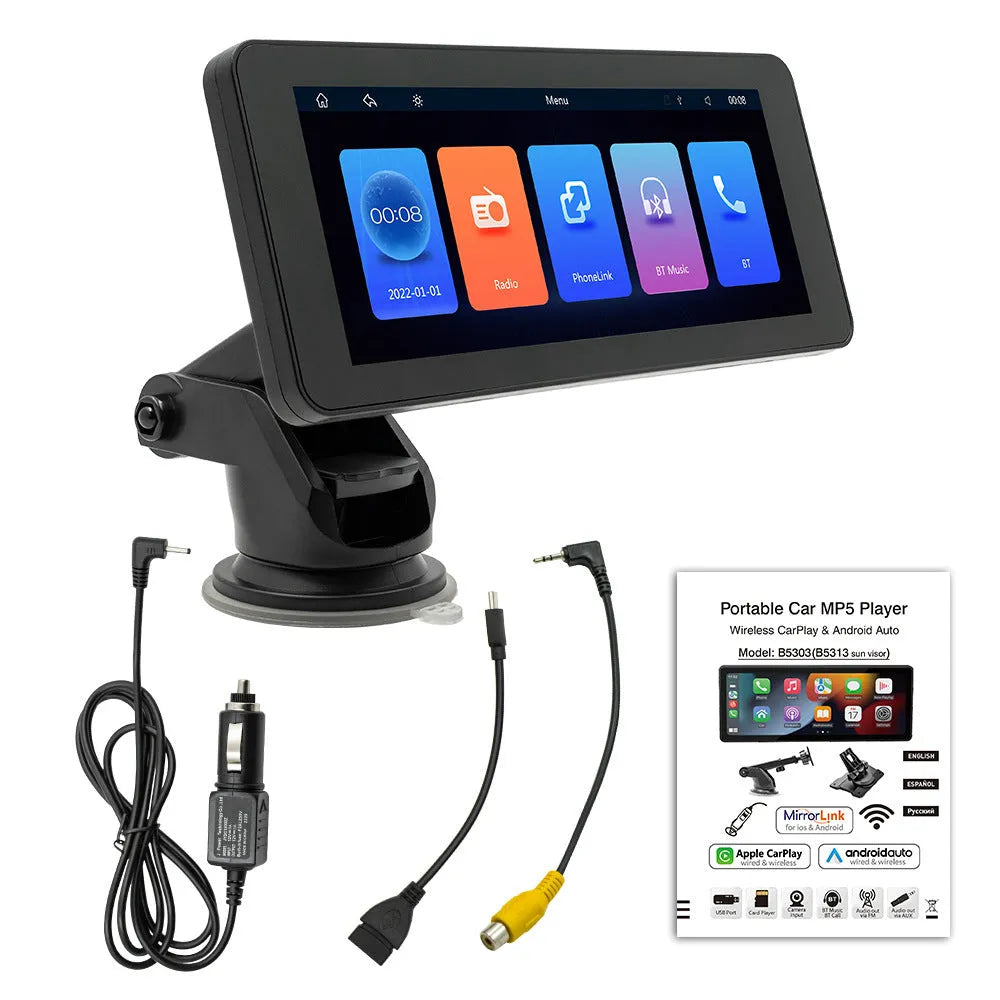 Portable wireless 6.86-inch car video player with IPS screen for vehicle installation