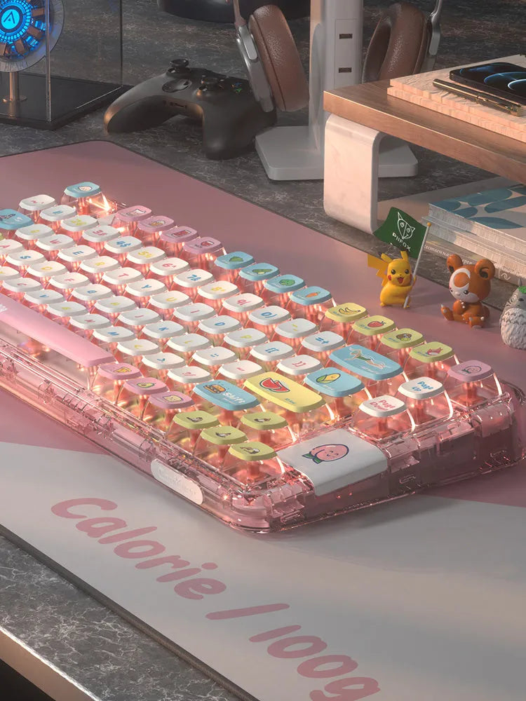 PIIFOX PF-06 transparent resin keycap set with thermal sublimation legends, Calories colour, 117 keys