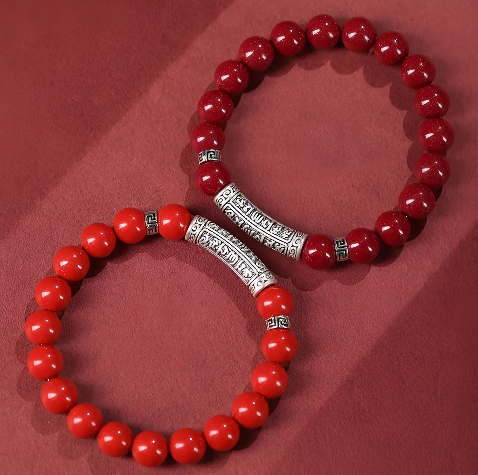 Handmade cinnabar bracelet with sandstone beads in purple gold sand or Emperor sandstone colours