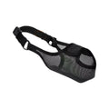 Breathable mesh dog muzzle mask in black, with adjustable straps, suitable for preventing scavenging and barking
