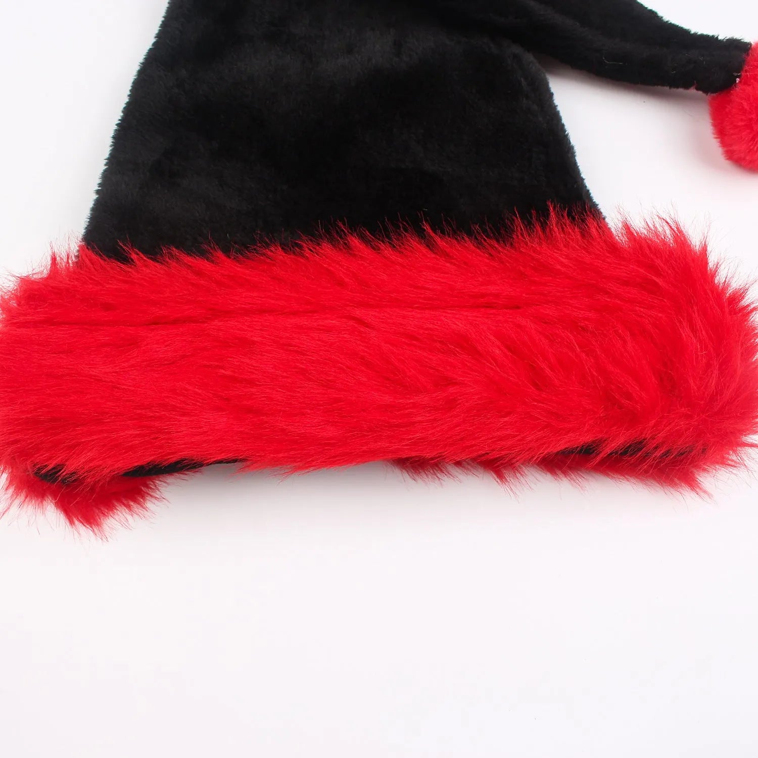 Thickened plush Christmas hat with traditional European styling in red and black colour combination