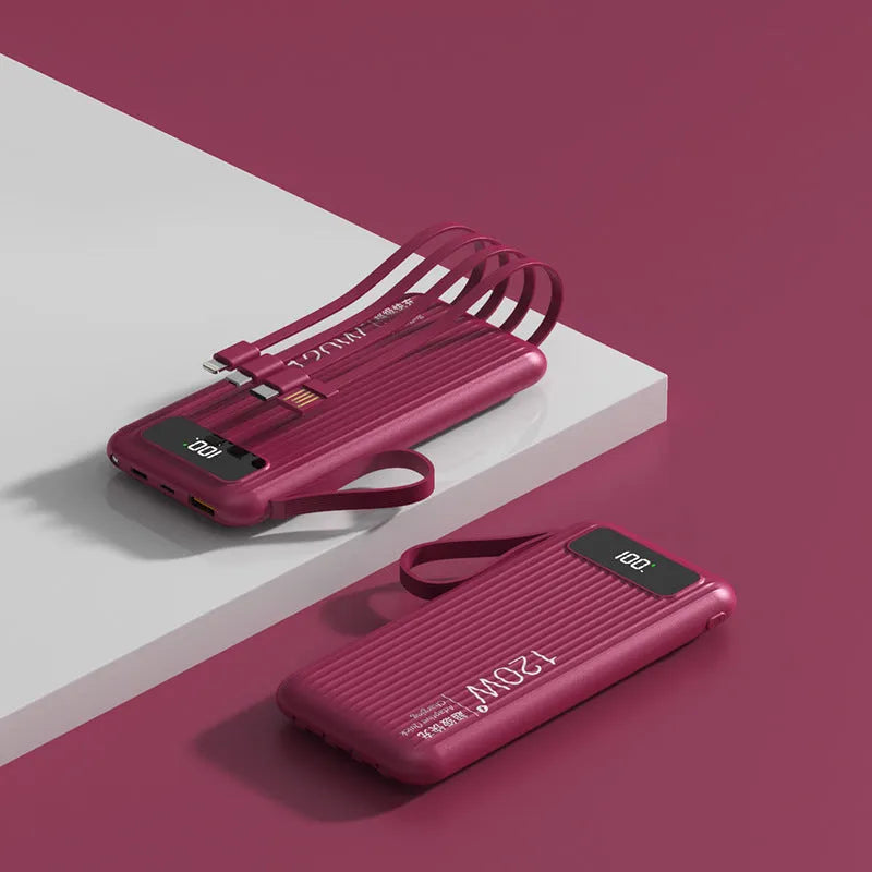 Super fast charge 20000mAh portable power bank with digital display in compact plastic shell