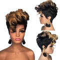 Short curly wig with small curls and Qi bangs, 15cm length, adjustable 52-56cm head circumference, button net cover