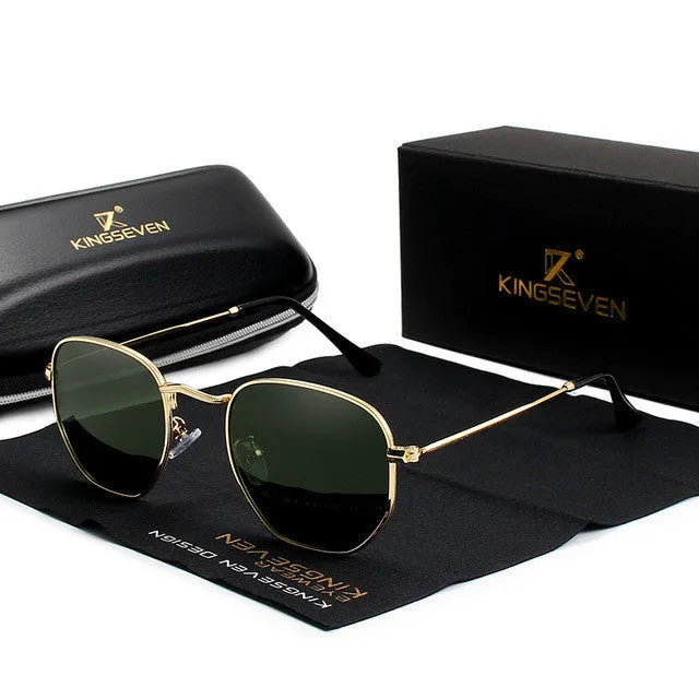 Classic round retro sunglasses for men with metal frame, shown in a colour option like black or gun grey.