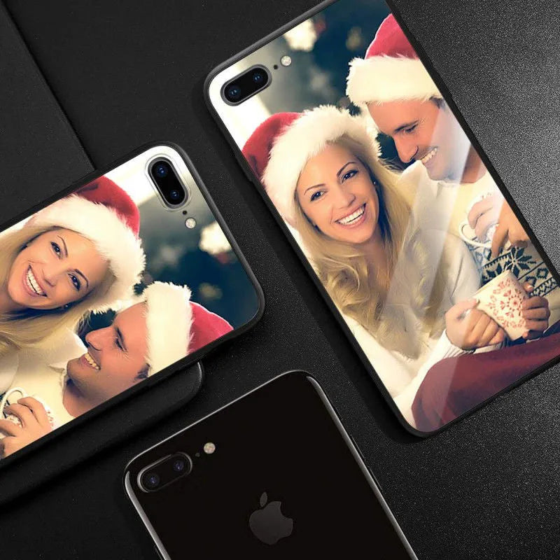 Custom patterned ultra-thin protective case for Apple iPhone models with raised camera and screen edges.