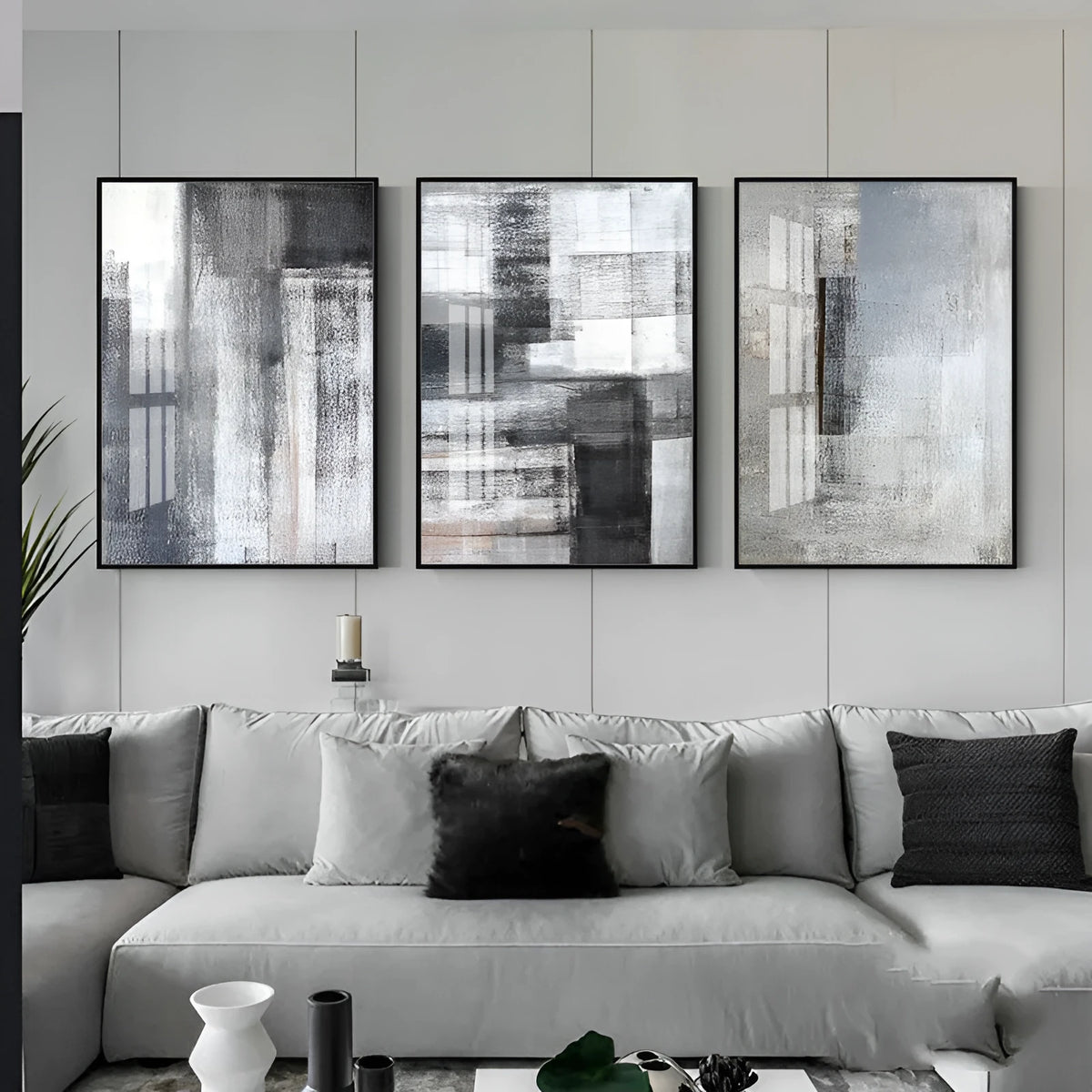 Frameless canvas art print wall decoration in living room