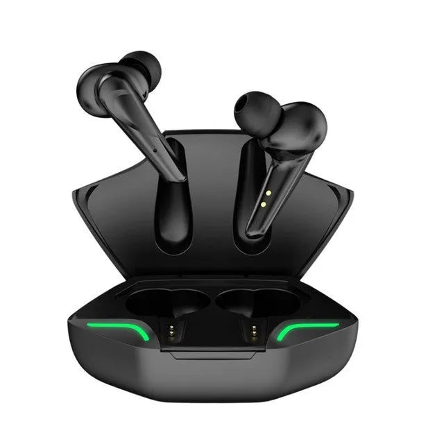 Black wireless Bluetooth in-ear earphones with 10-metre range and Jerry chipset