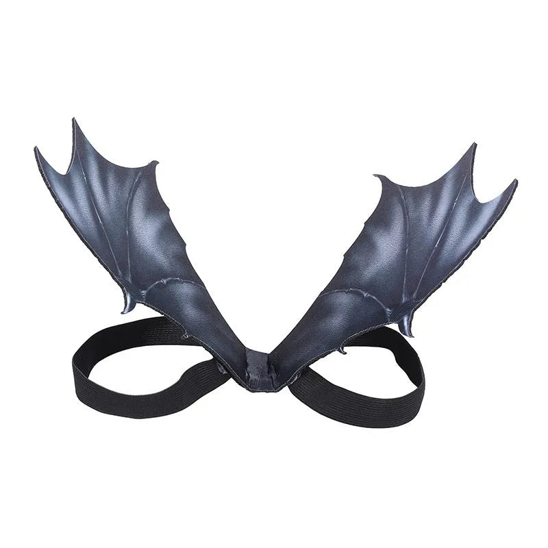 Black cloth bat wings costume for pets available in three wing span sizes