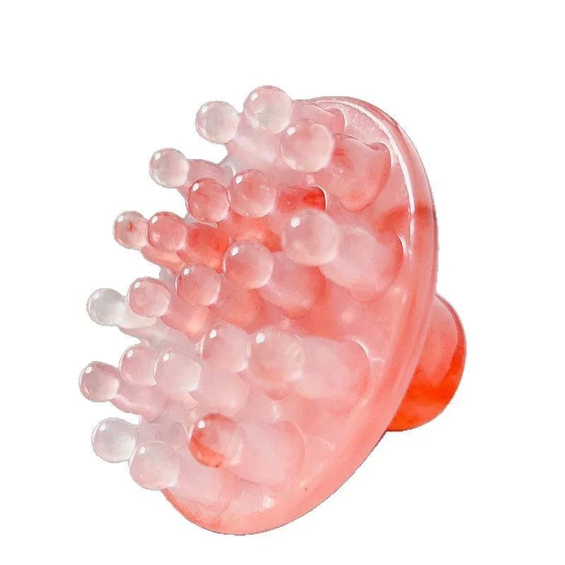 Brown and yellow 21-tooth disc massage comb for head meridian pressure point massage