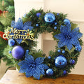 30cm multicolour plastic Christmas wreath decoration shown in one of six colour options