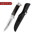 Camping portable fruit knife with leather case, stainless steel national style design