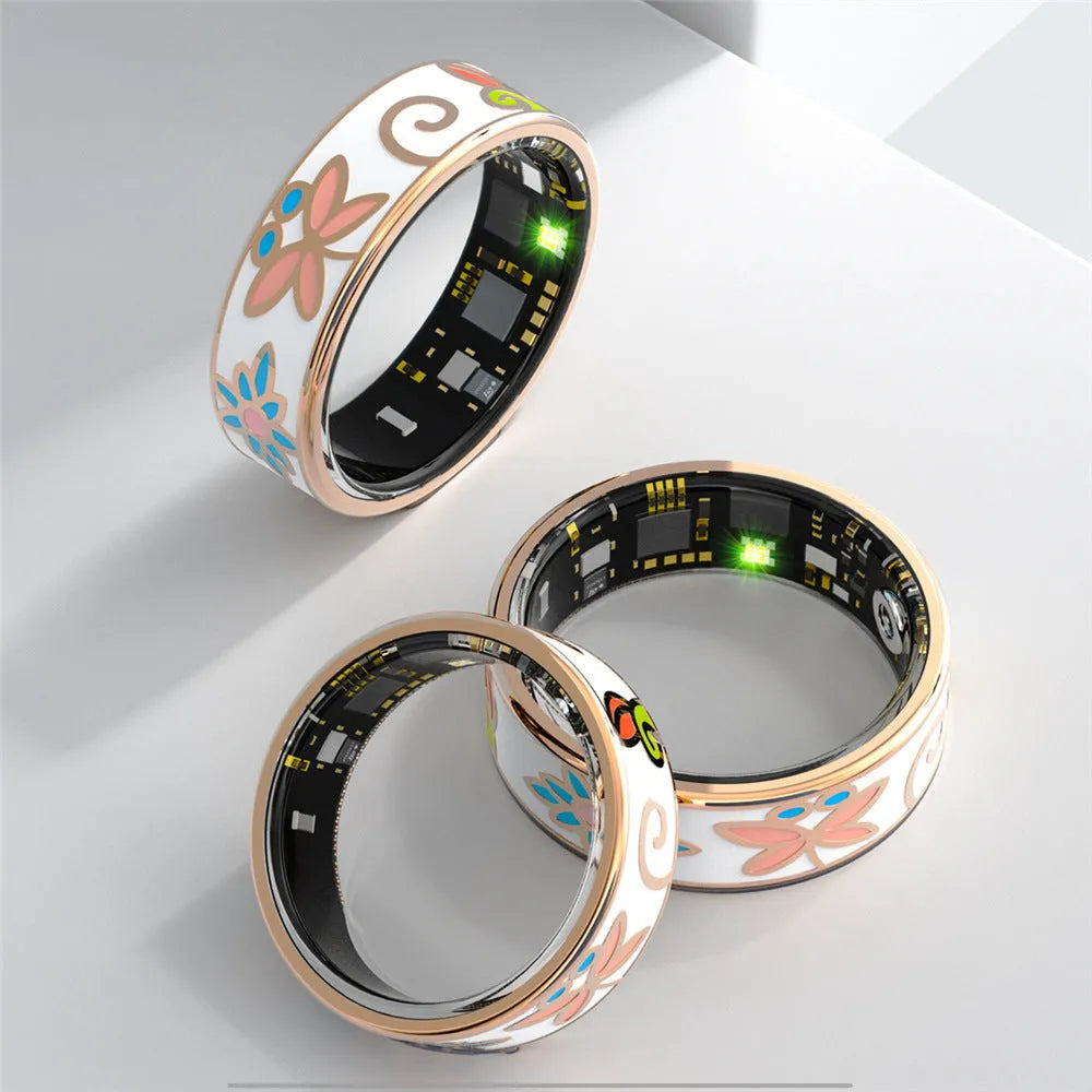 Stainless steel electroplating smart ring with luminous dragon pattern and charging bin, sizes 6 to 14