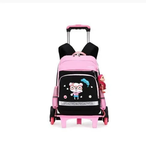 Korean detachable trolley backpack for elementary school students in red or black