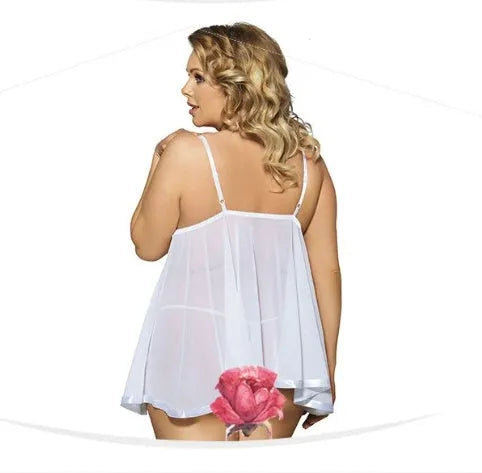 Women's lace and mesh sleepdress in black colour showing seamless construction