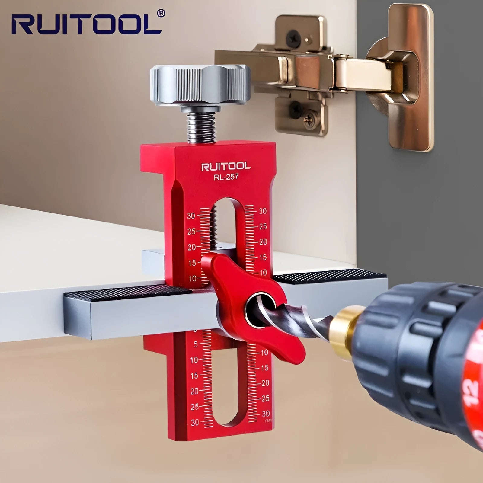 Aluminium alloy cabinet door installation tool with diamond drill bit for woodworking projects