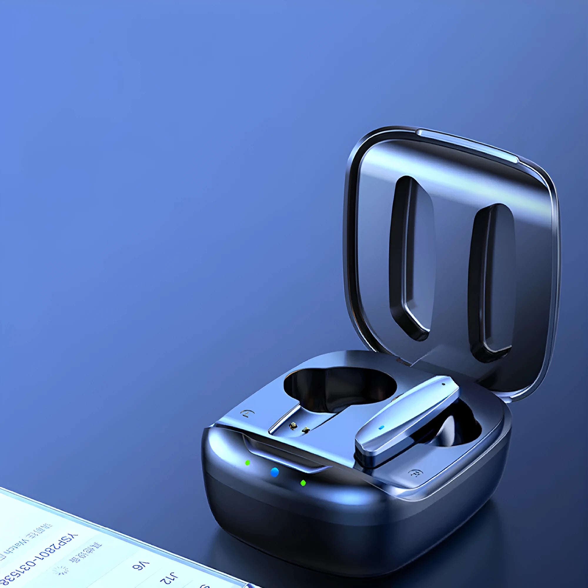 Black and white TWS Bluetooth 5.0 wireless headphones with charging case